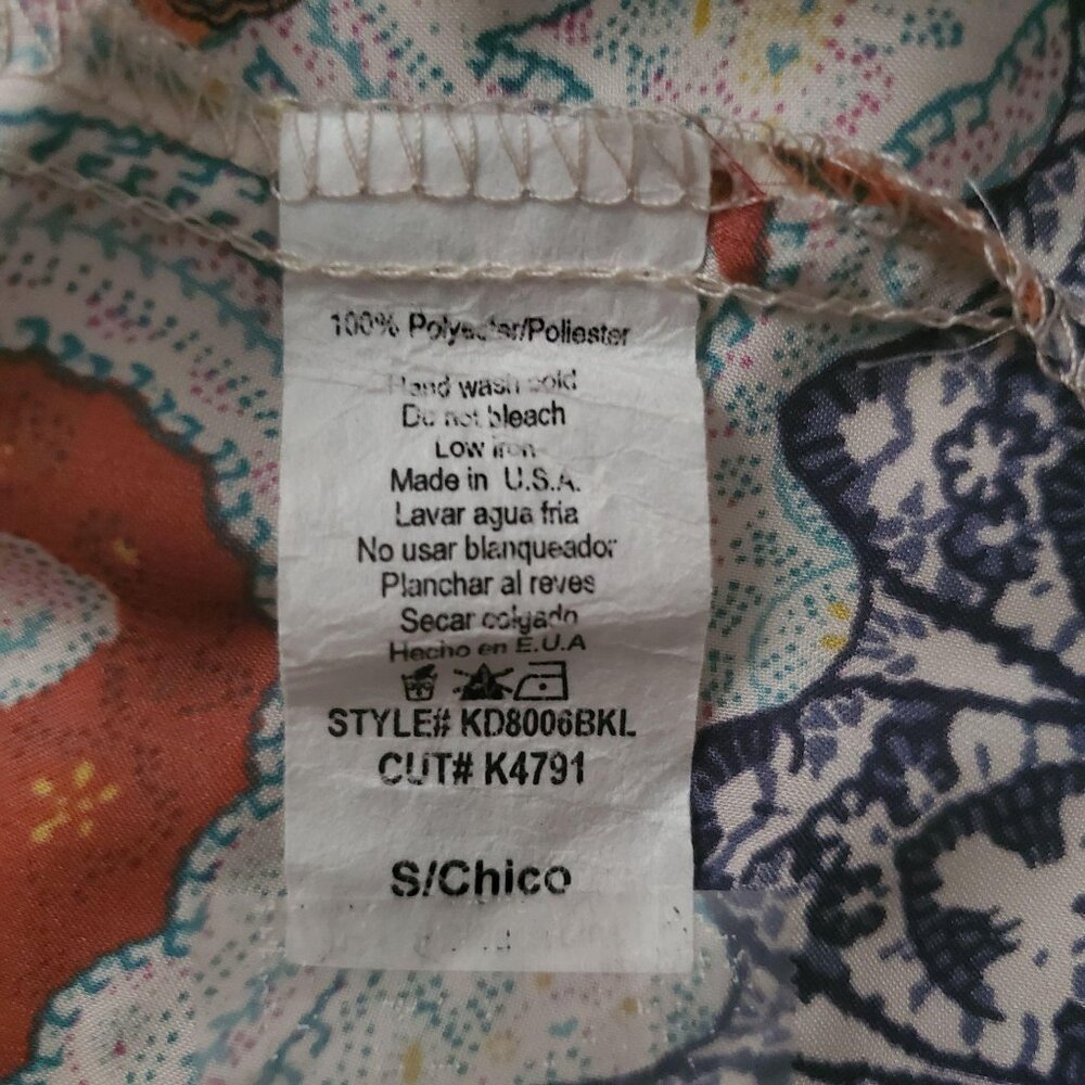 Karlie Women's Flowy Roll Tab Sleeve Multicolor Print Button Front Dress Small - Picture 6 of 11